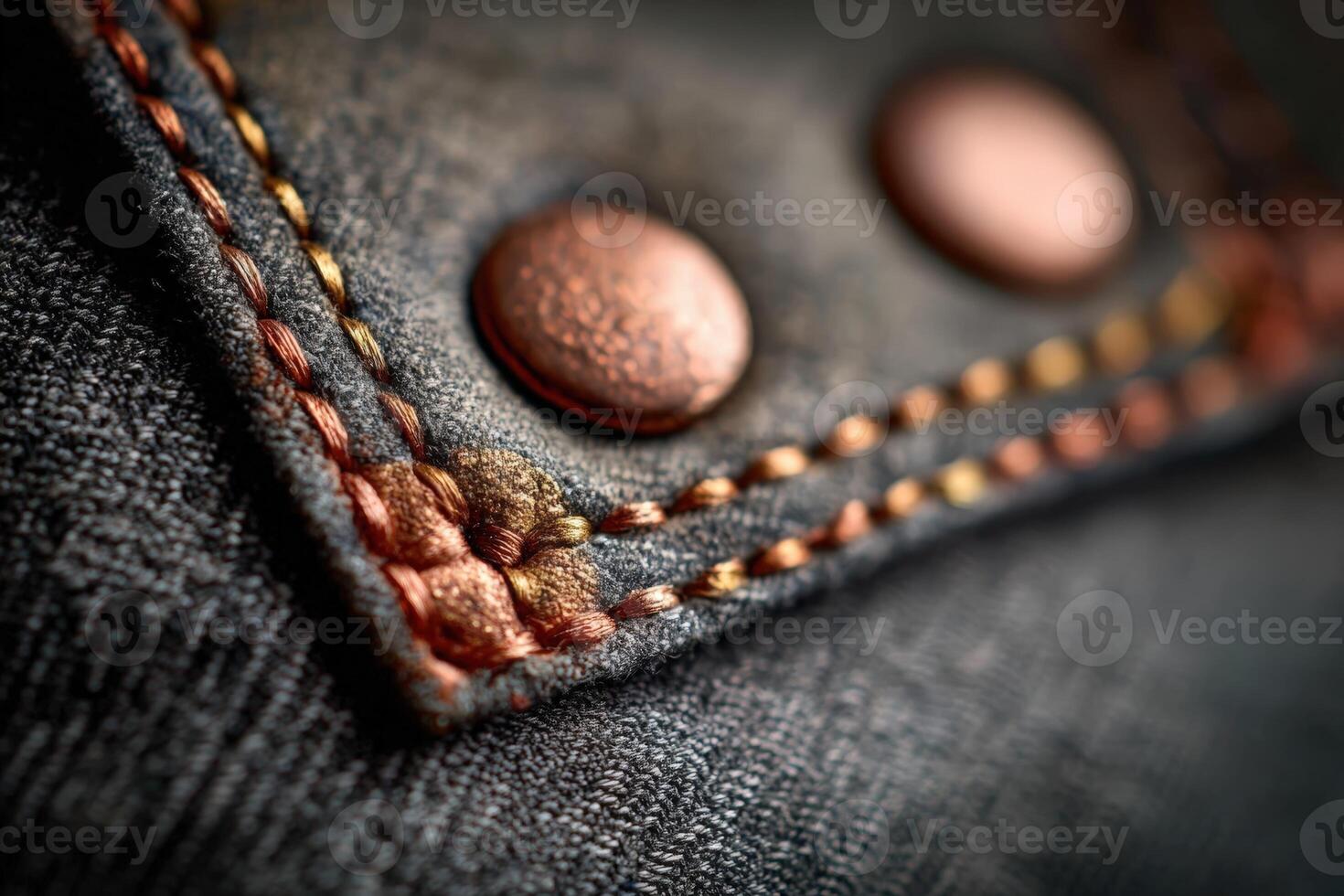 Detailed view of copper rivet and stitching on durable fabric showcasing craftsmanship and design elements photo