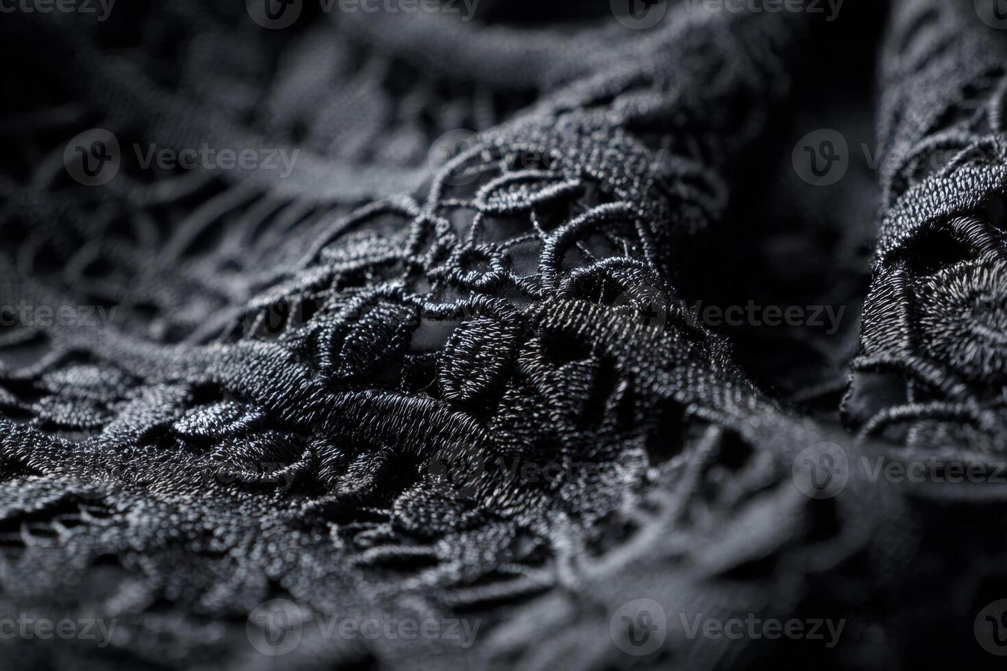 Elegant lace fabric with intricate gothic detailing captured in a detailed macro shot photo