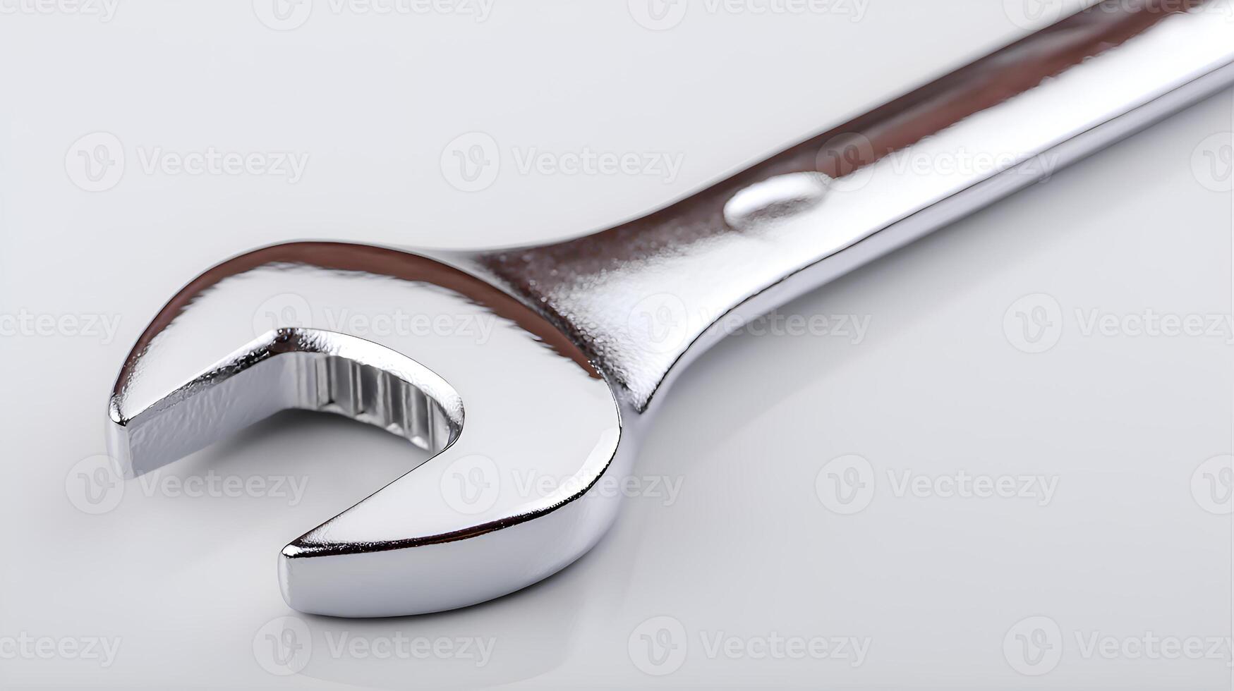 Chrome wrench lying on white background representing craftsmanship photo