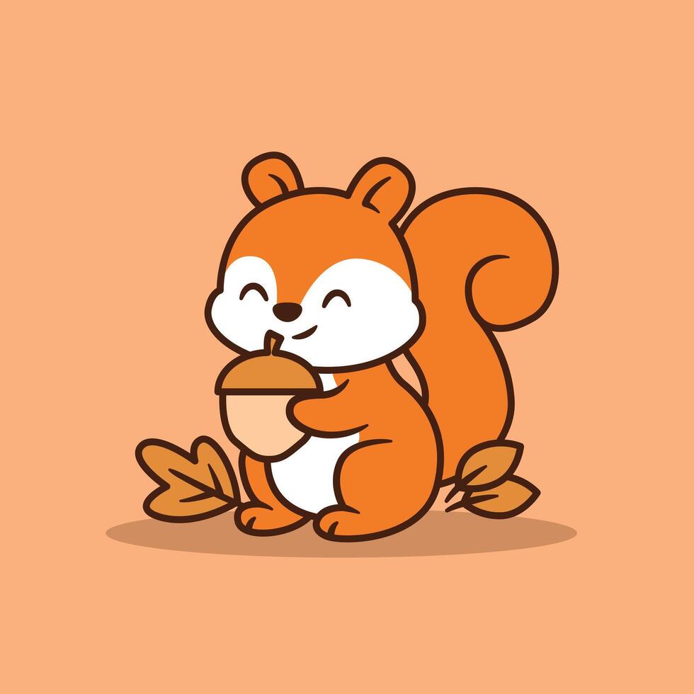 Squirrel with acorn illustration vector