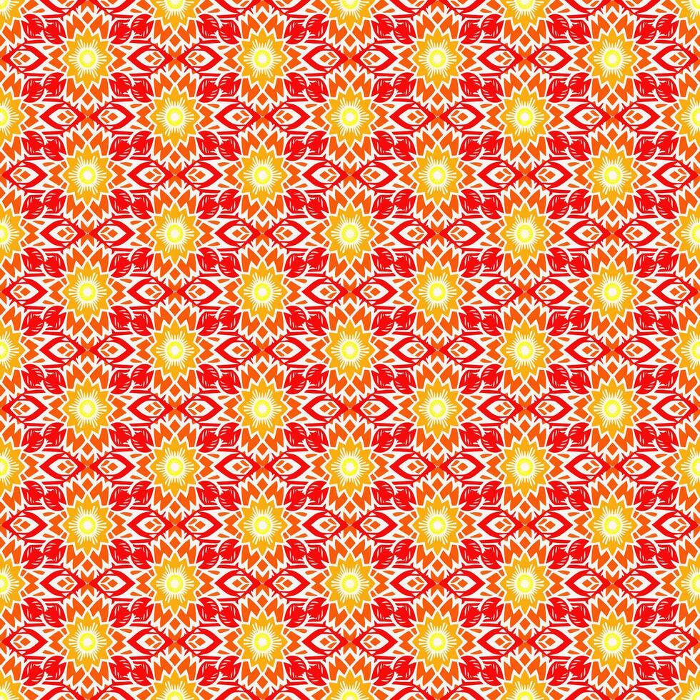 a red and yellow pattern with a sun on it vector