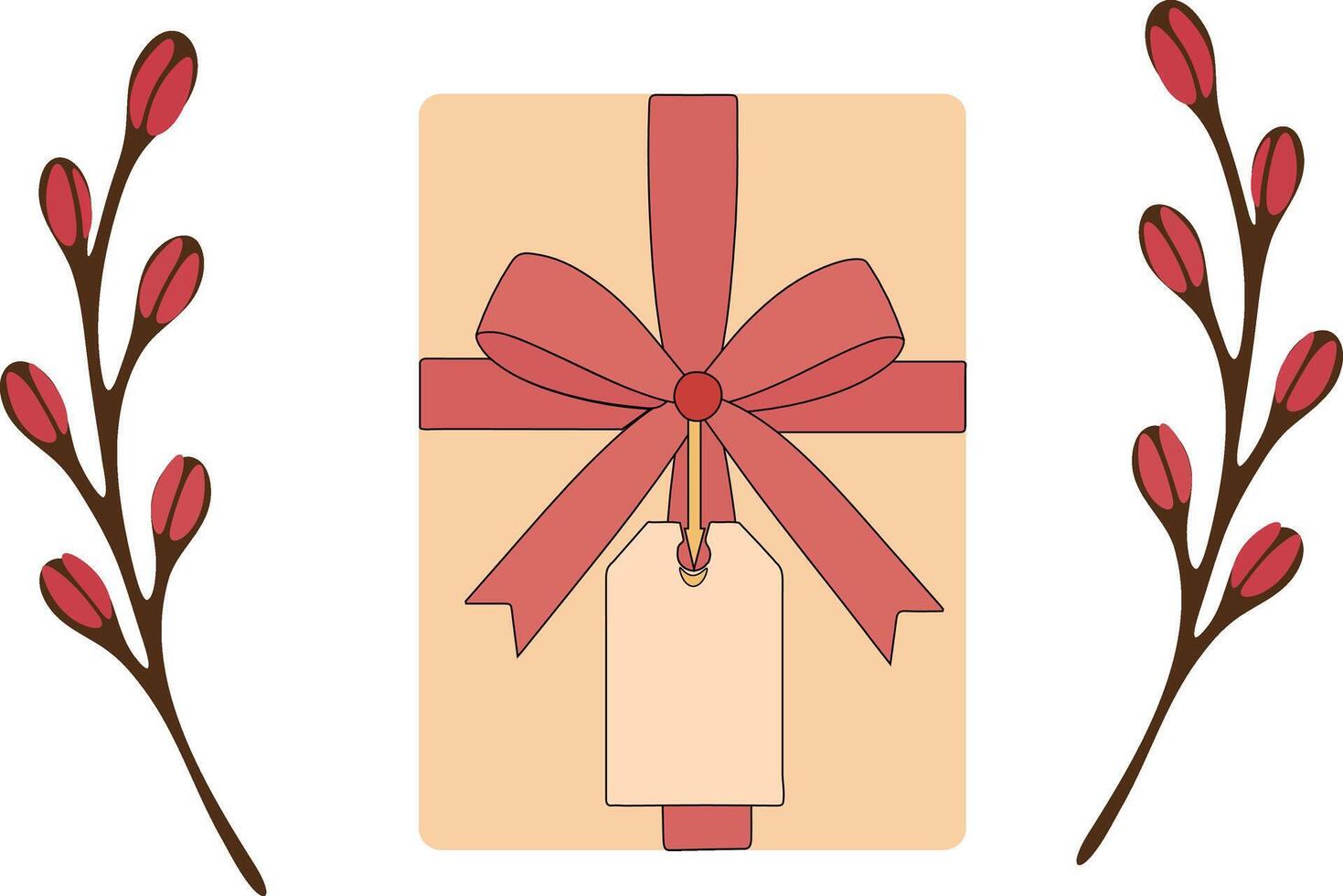 gift box with ribbon and tag vector