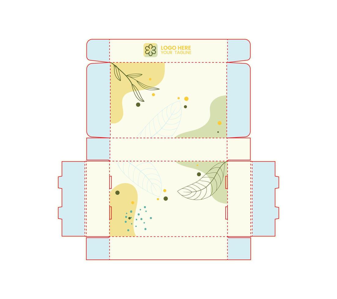 Hand drawn floral and leaves gift box packaging design set for branding and label printing vector