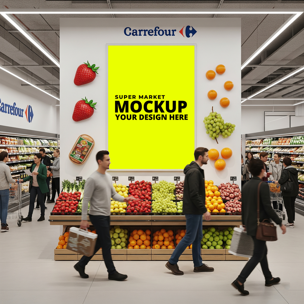 Supermarket Shelf Mockup for Packaging Design psd