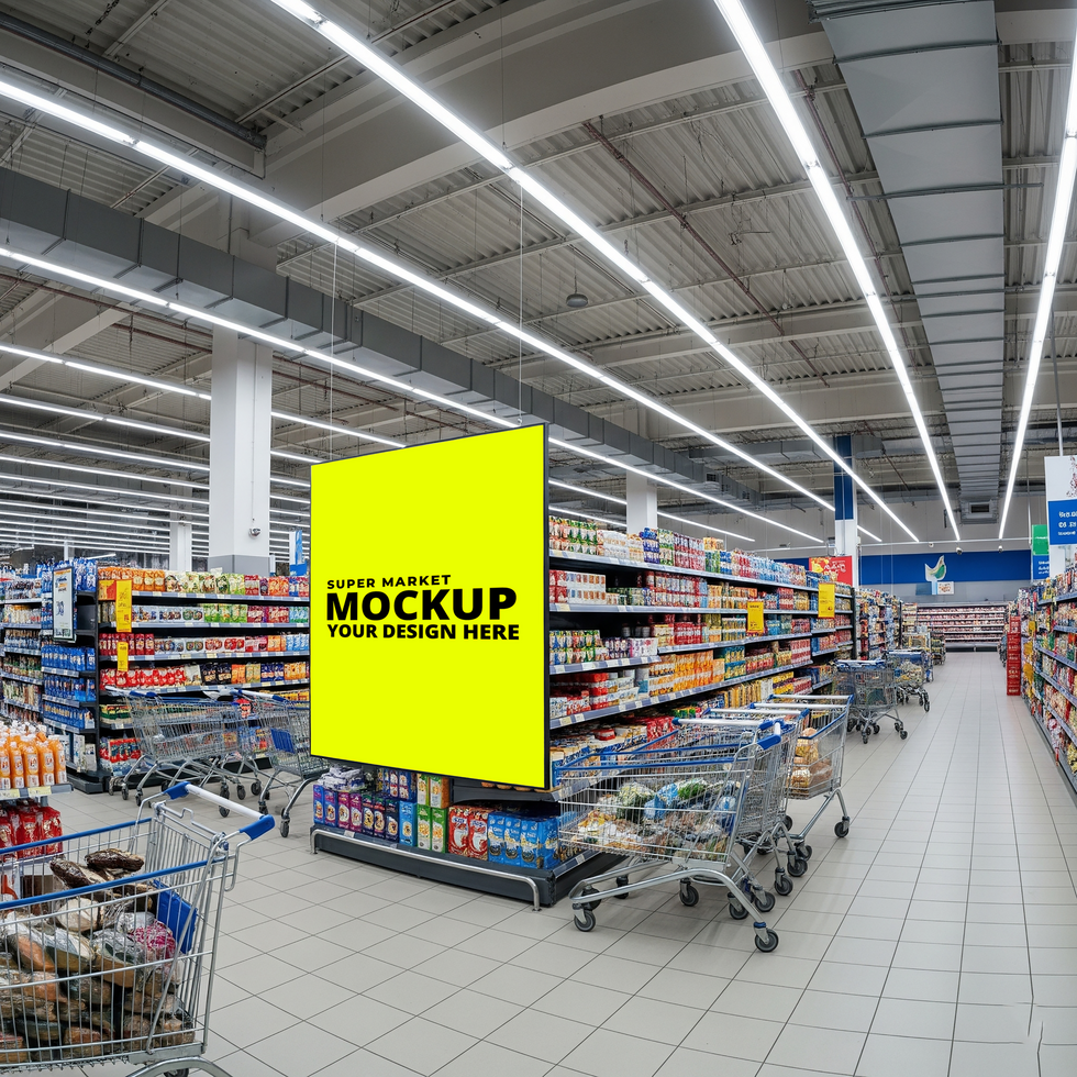 Grocery Store Mockup Scene for Branding Display psd