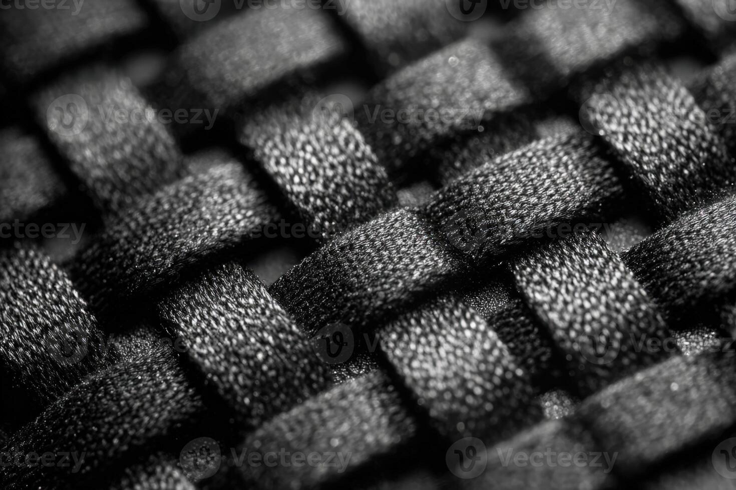 Intricate black and white macro view of woven fabric showcasing detailed textures and patterns photo