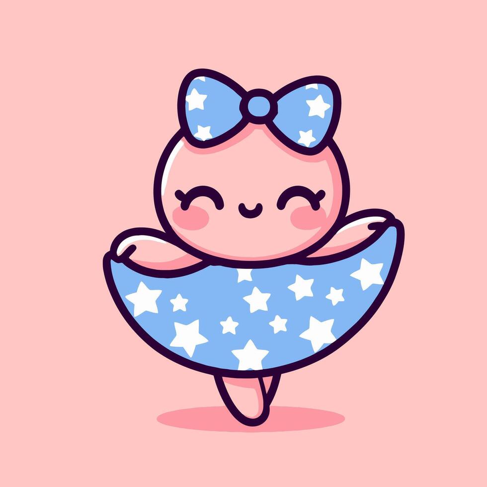 Cute Cartoon Character with Star Dress and Bow vector