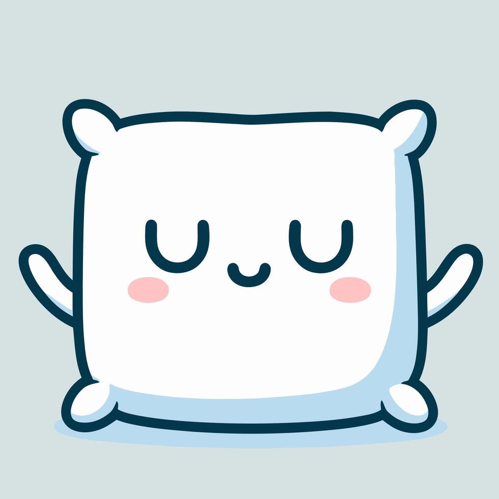 Cute Smiling White Pillow Plush Toy Character vector
