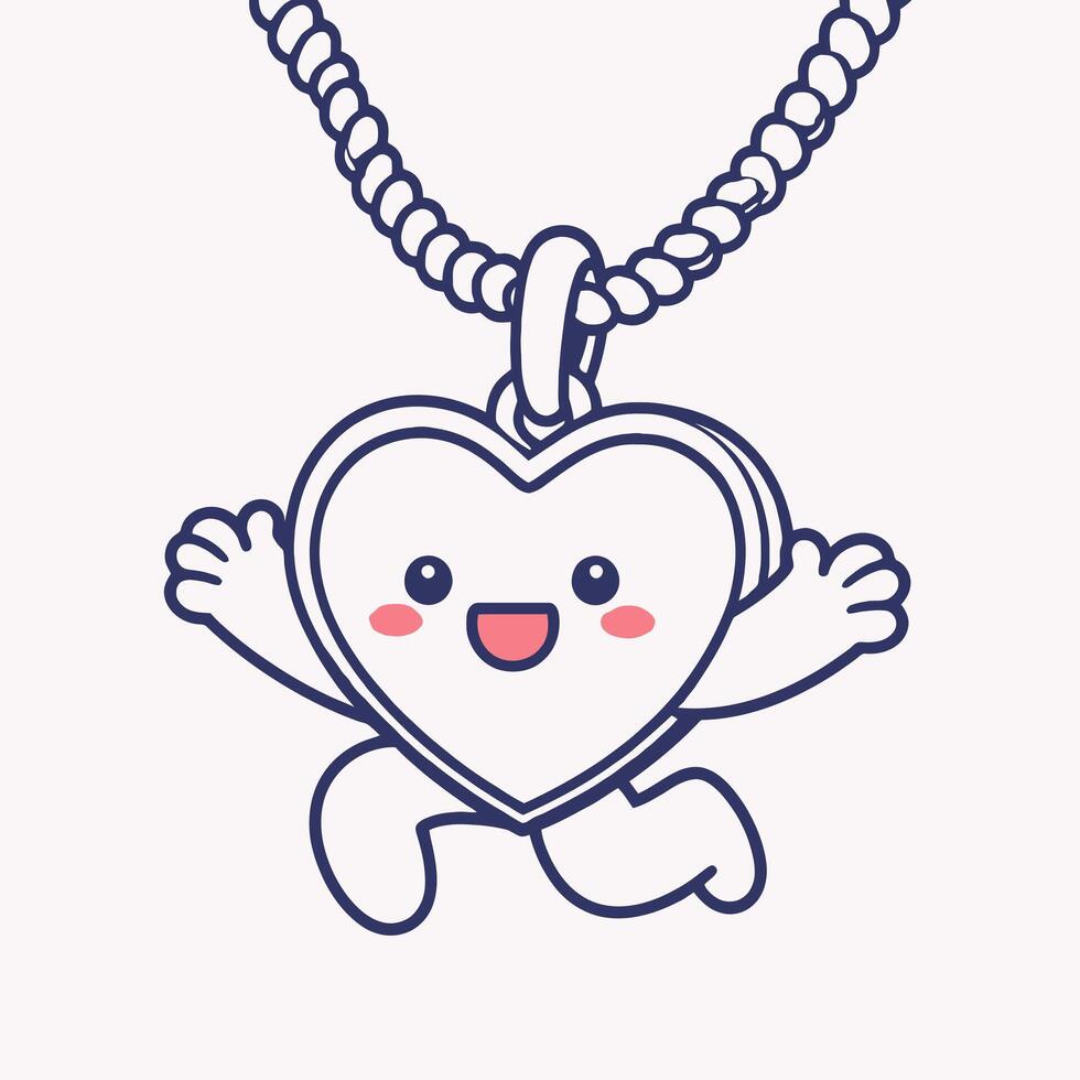 Cute Cartoon Heart Pendant with Happy Face vector