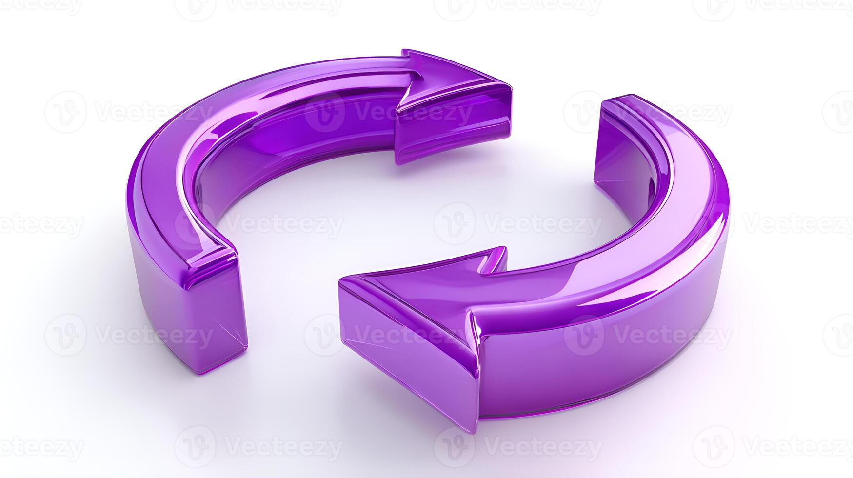 Circular rotating purple arrows forming a cycle on white background photo