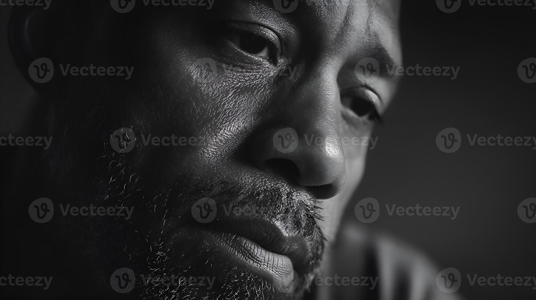 Close up portrait of mature man experiencing grief and sadness photo