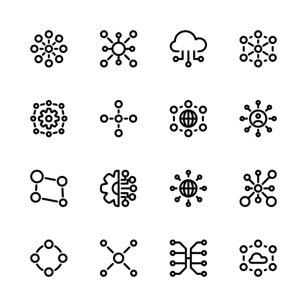 A connection line icon set. Connection line. Network line icon. vector