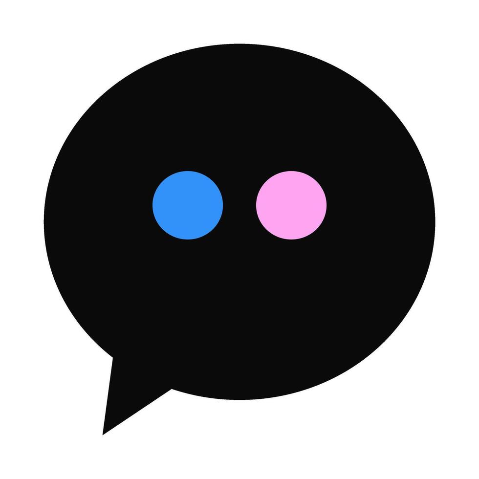 Speech bubble with blue and pink dots suggesting communication and dialogue for software applications vector