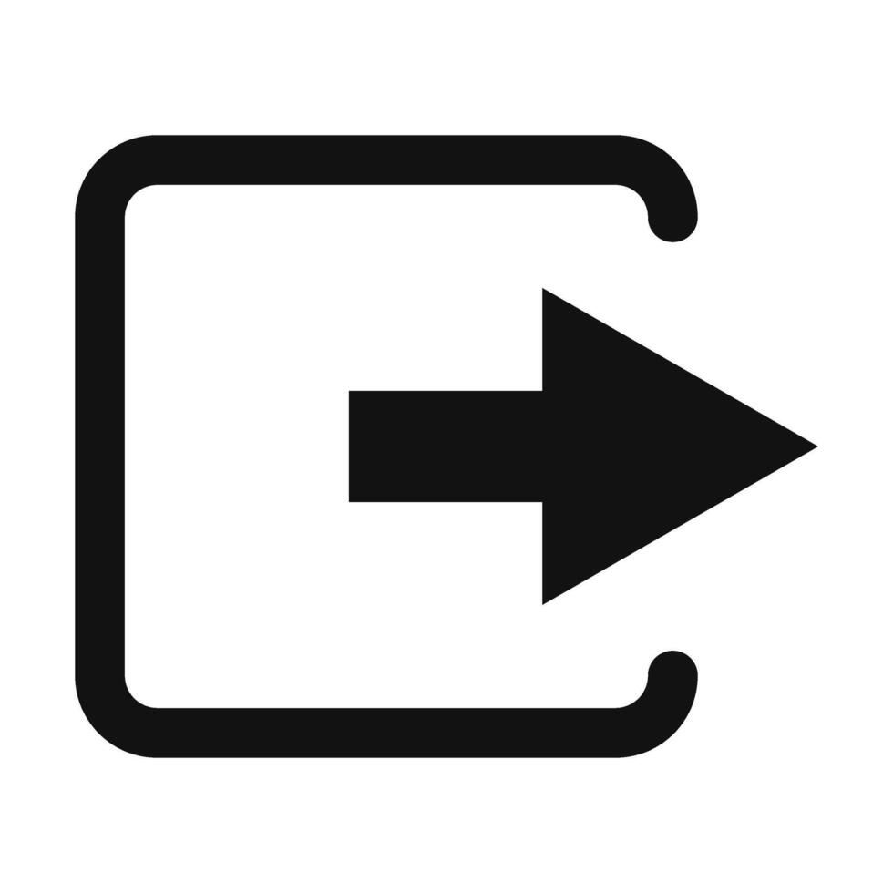 Simple black outline external link icon with arrow pointing to the right signifying exit vector
