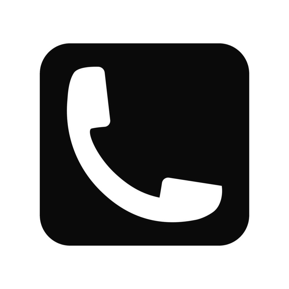 Phone icon features a handset receiver in a rounded square shape, symbol for communication vector