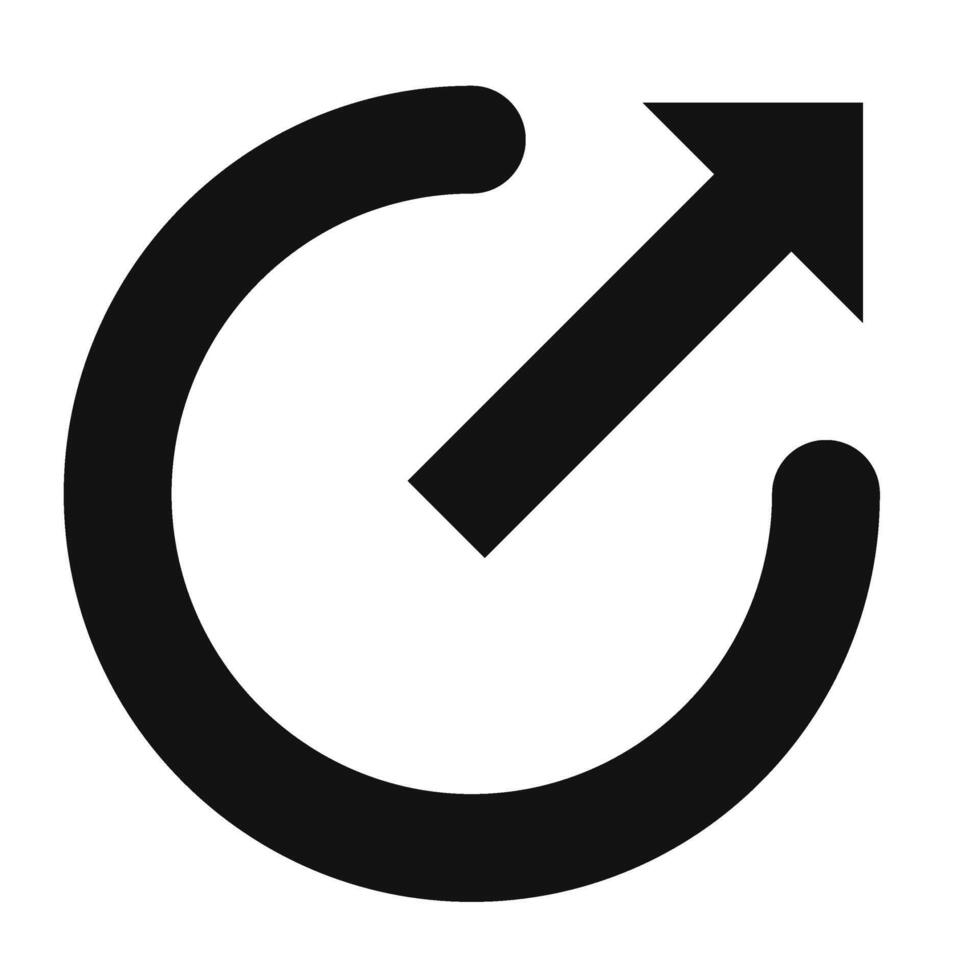 Black and white outbound link icon, symbolizing external navigation or website redirection button vector