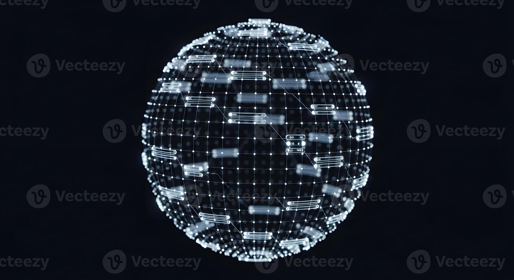 A 3d rendering of a sphere with many dots photo