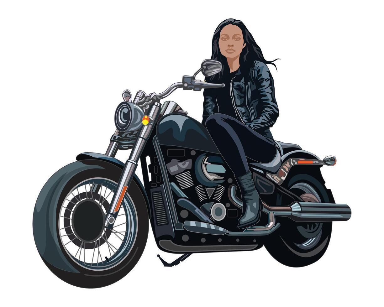 Woman riding a motorcycle vector