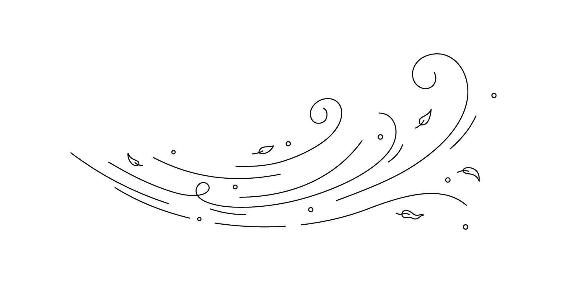 Minimalist Line Art of Wind and Leaves vector