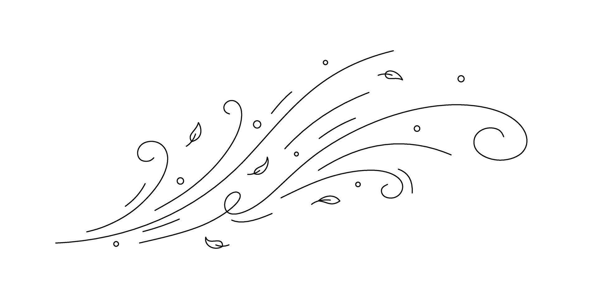 Minimalist Line Art with Swirling Leaves vector