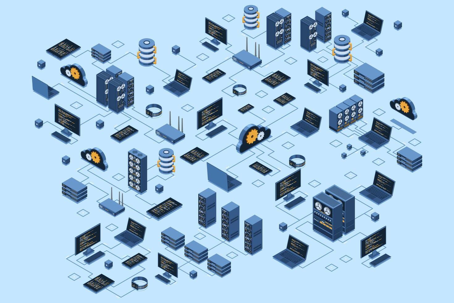 Network infrastructure illustration vector