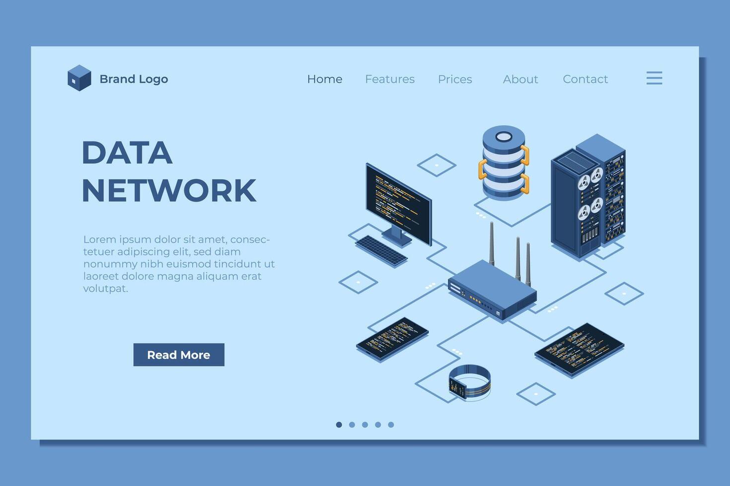 Data network setup illustration vector