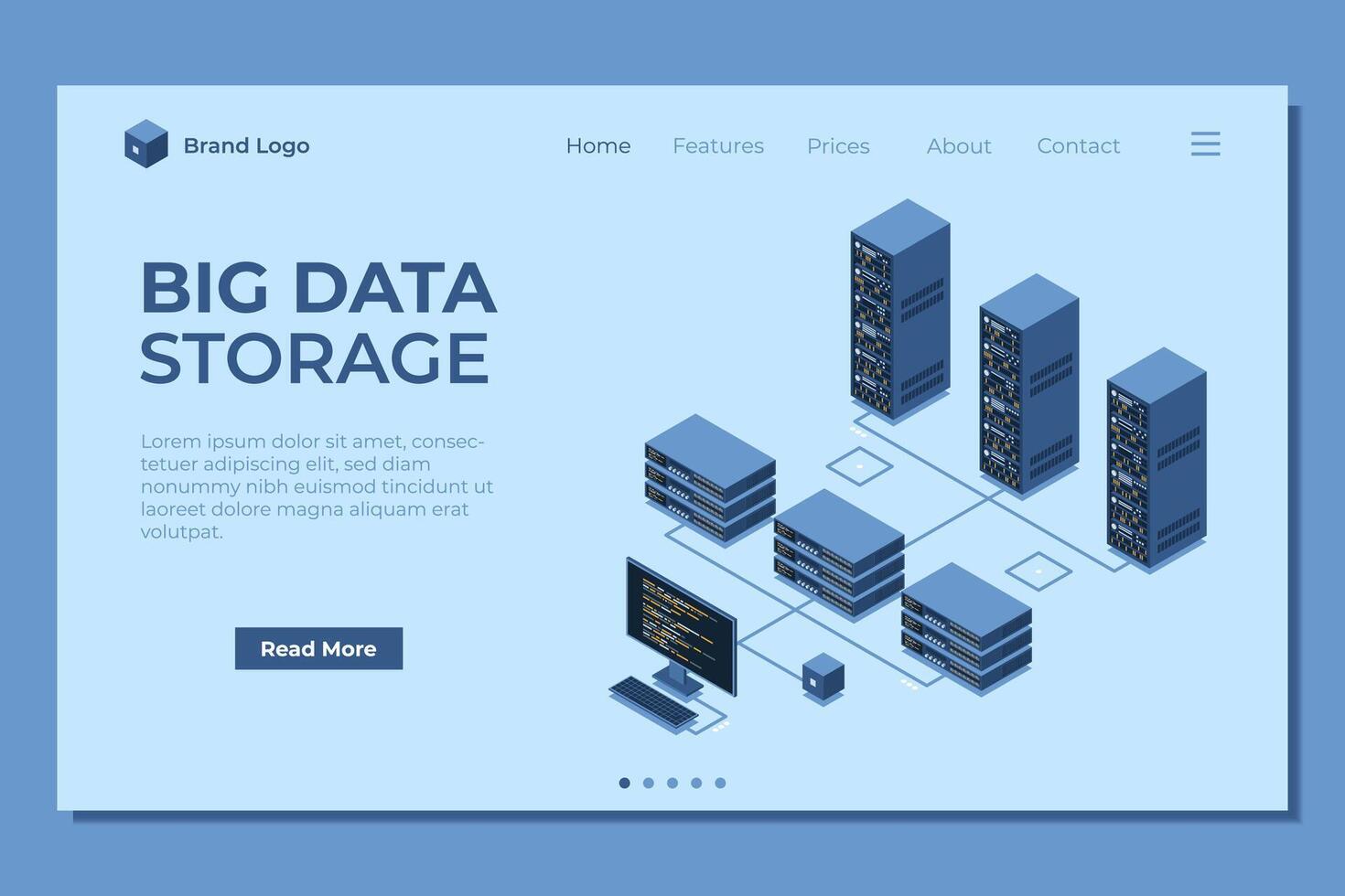Big data storage illustration and interface vector