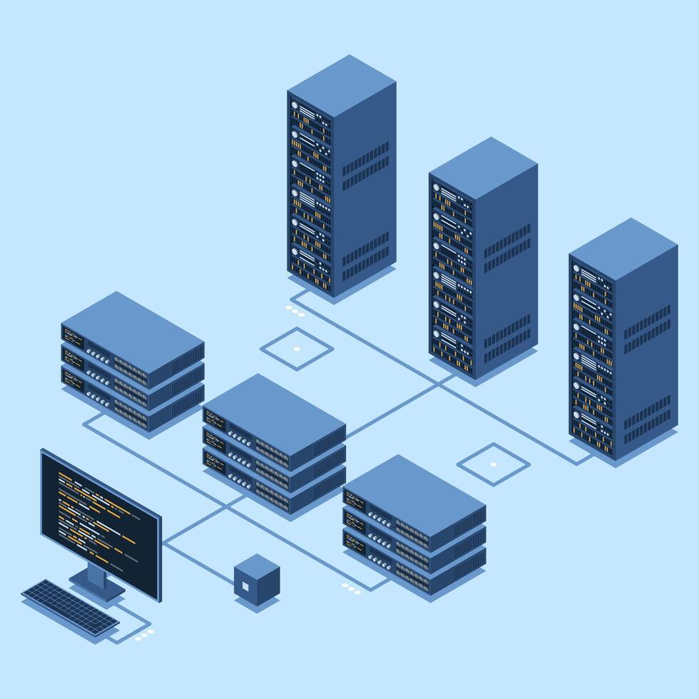 Illustration of data center architecture vector