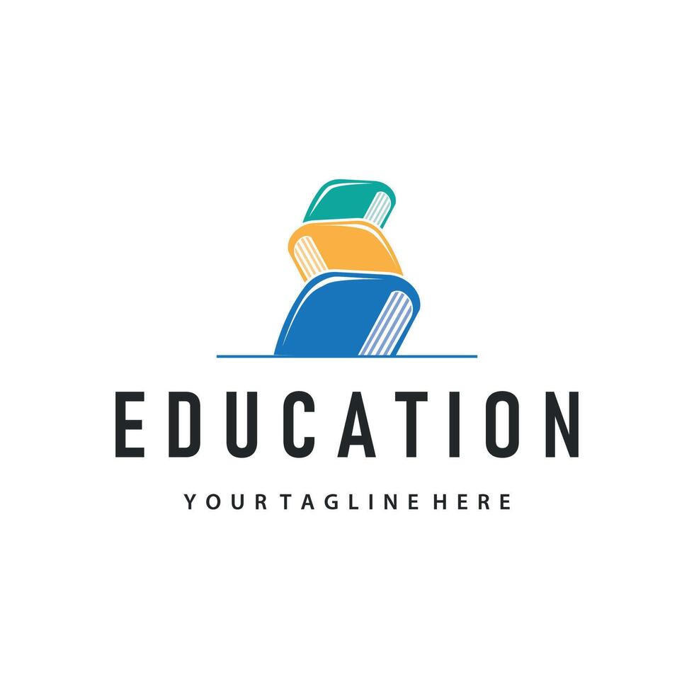 Simple educational learning book logo design, with a simple back to school education template vector