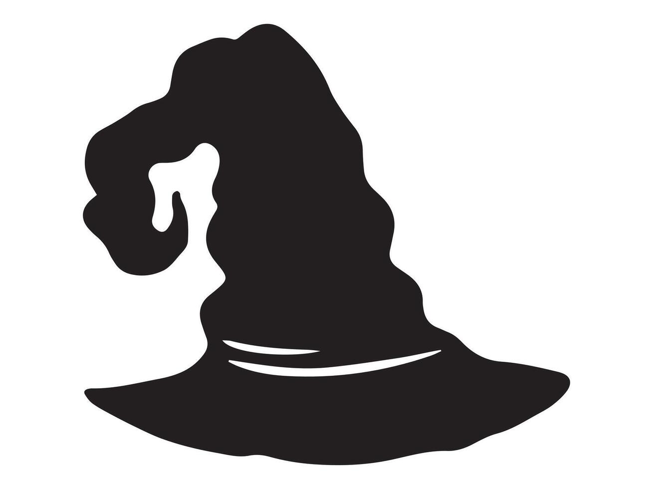 Spooky Witch Hat Halloween Black and White vector