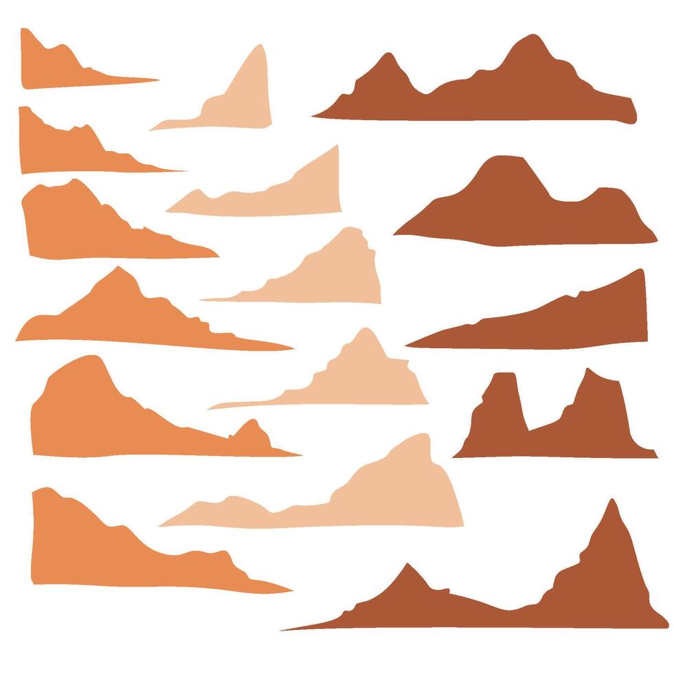 A set of different mountain silhouettes vector