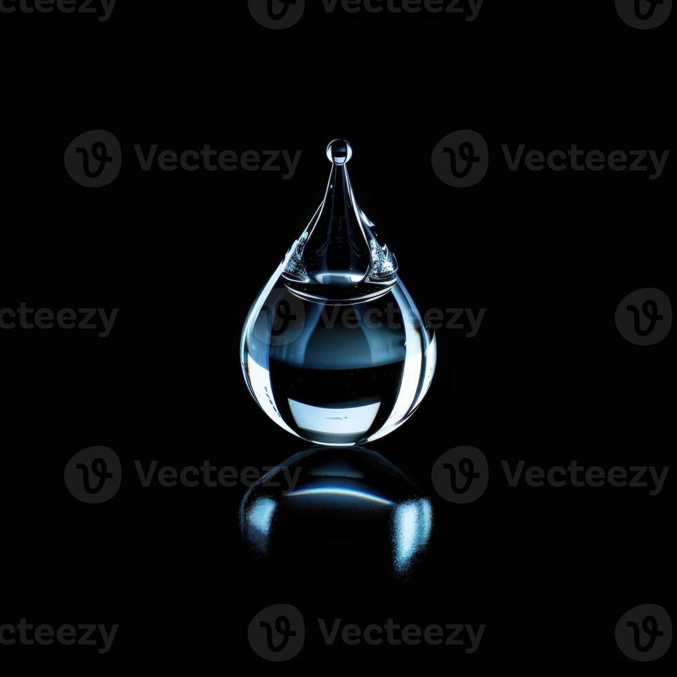 A drop of water on a black surface photo