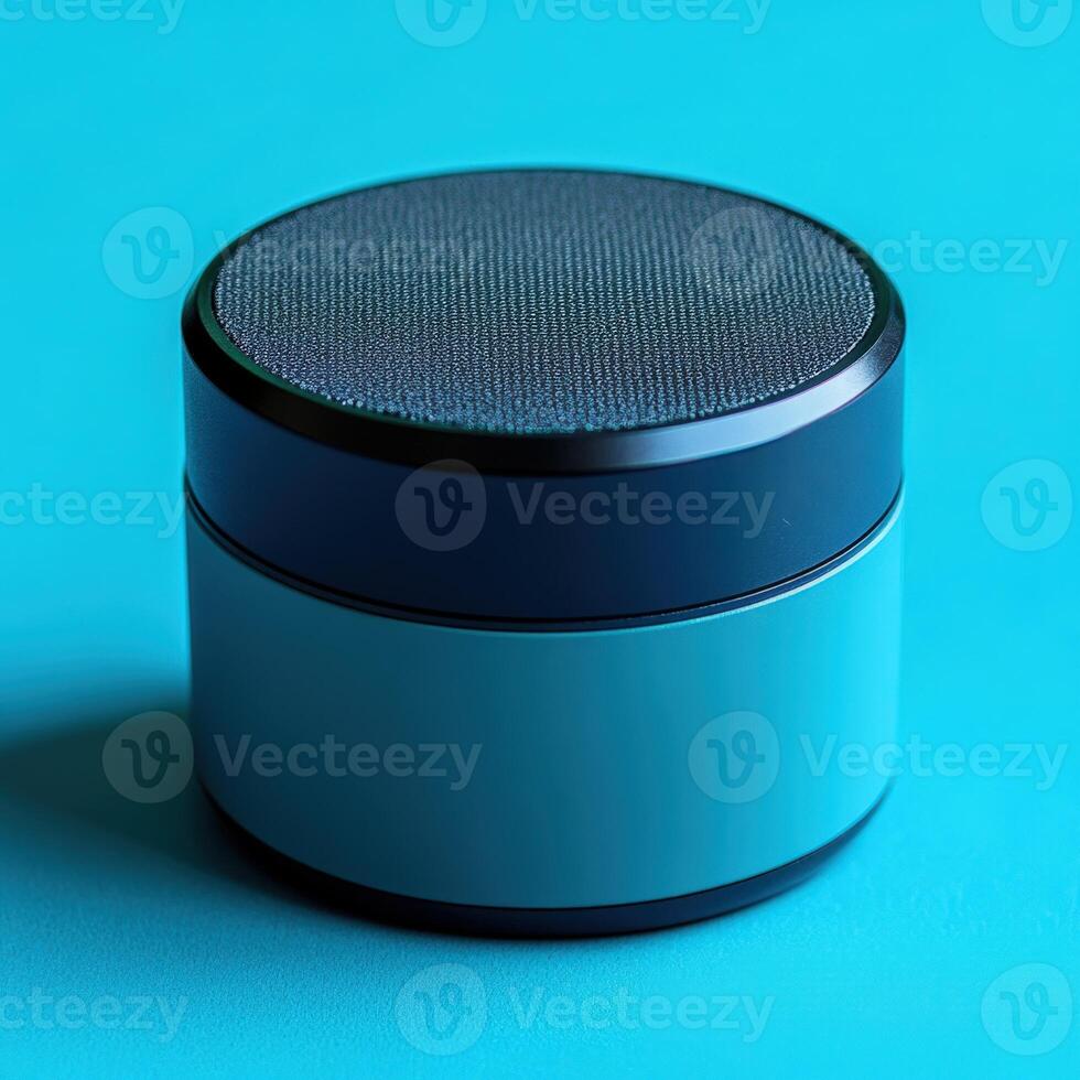 A blue and black speaker on a blue background photo