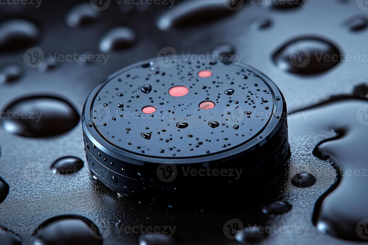 A black object with red lights on it photo