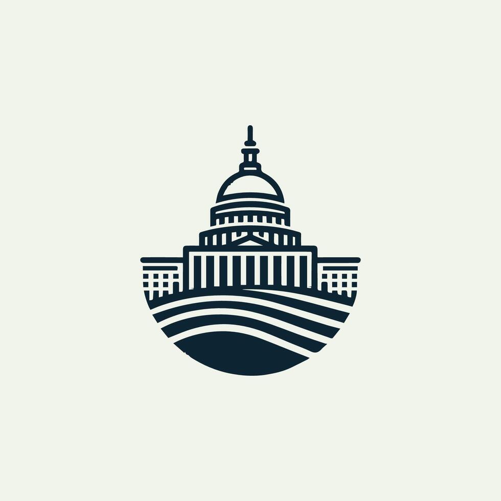 the united states capitol building is shown in a black and white logo vector