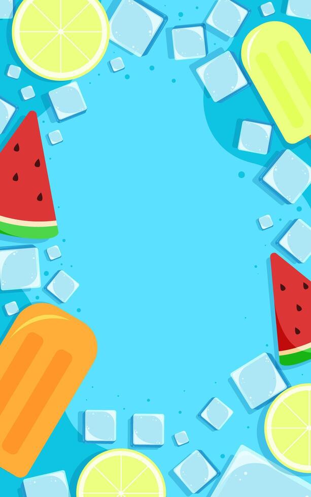 Summer popsicles with ice and fruit vector