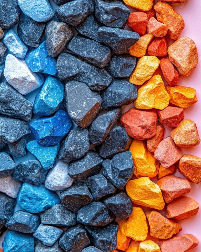 Colorful rocks on pink background photo