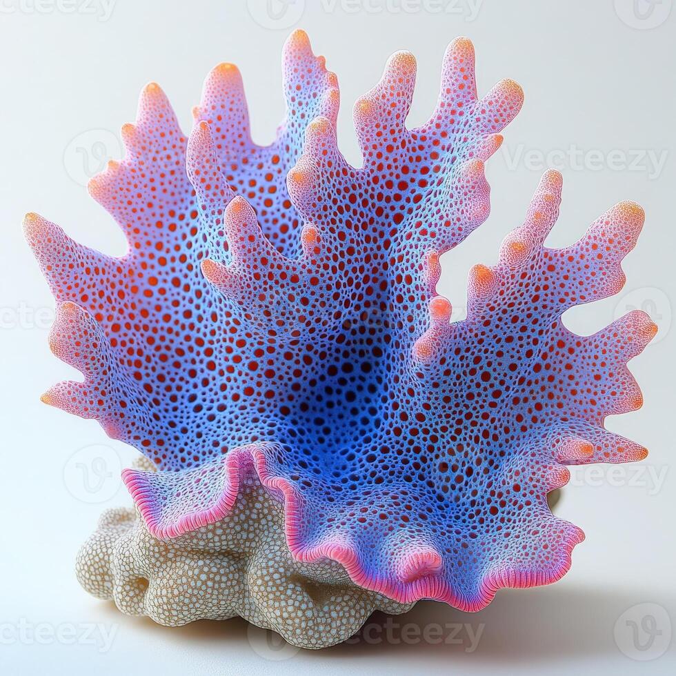 A colorful coral with blue and pink spots photo