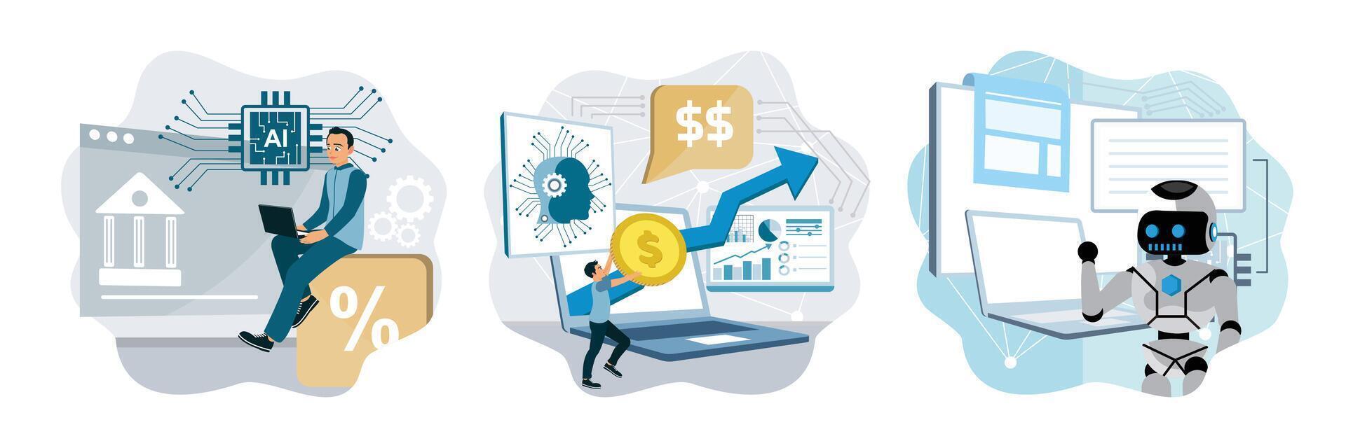 AI business management concepts vector