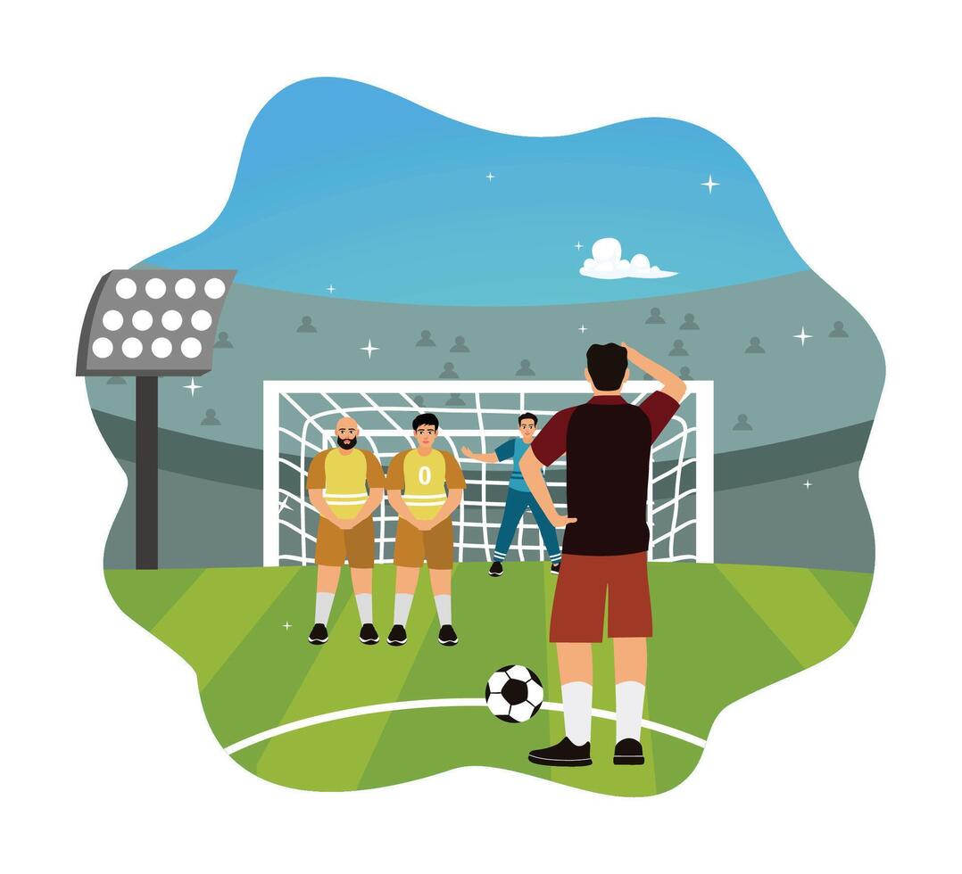 Soccer penalty kick scene illustration vector