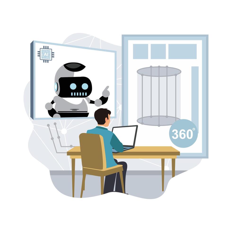 AI robot assisting user with design vector