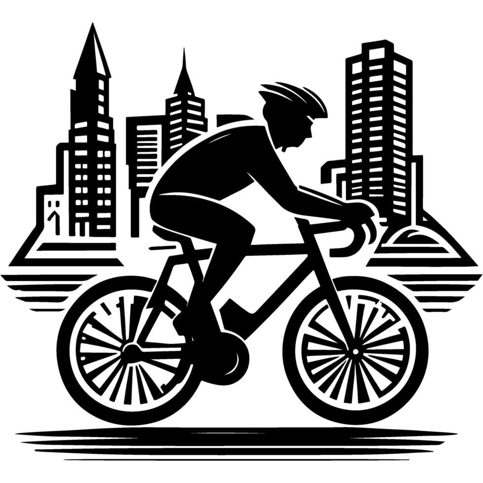 Man exercising in city park riding sport bike vector
