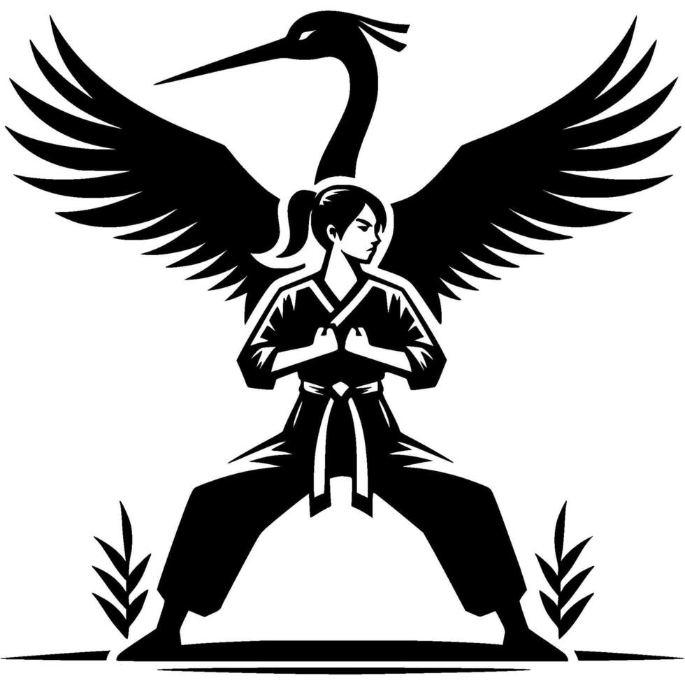 Kung fu girl crane style vector
