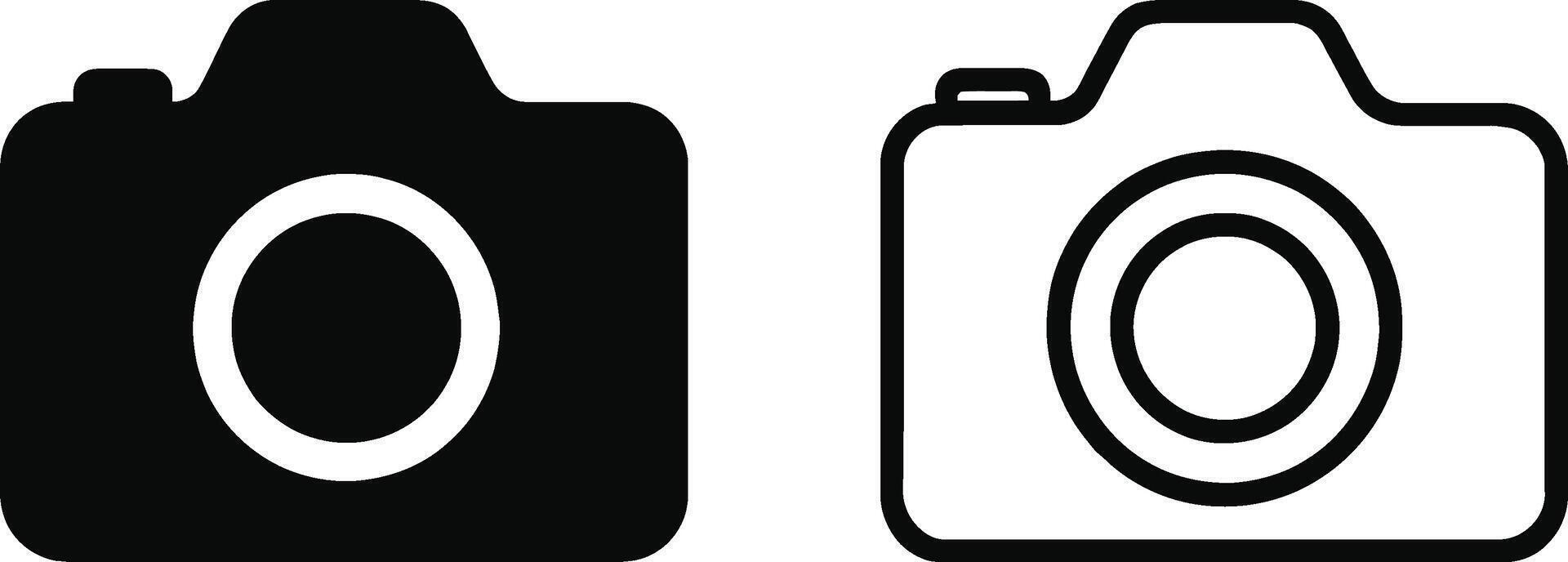 Flat and Outline Camera Icon Set vector