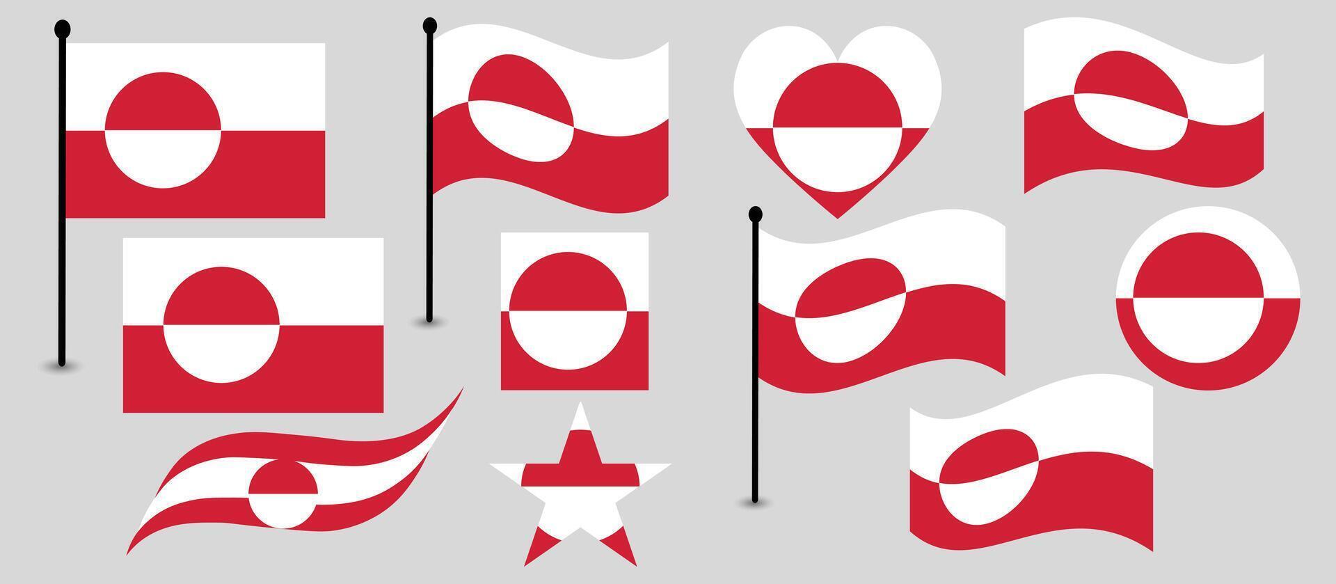Greenland flag designs and symbols vector