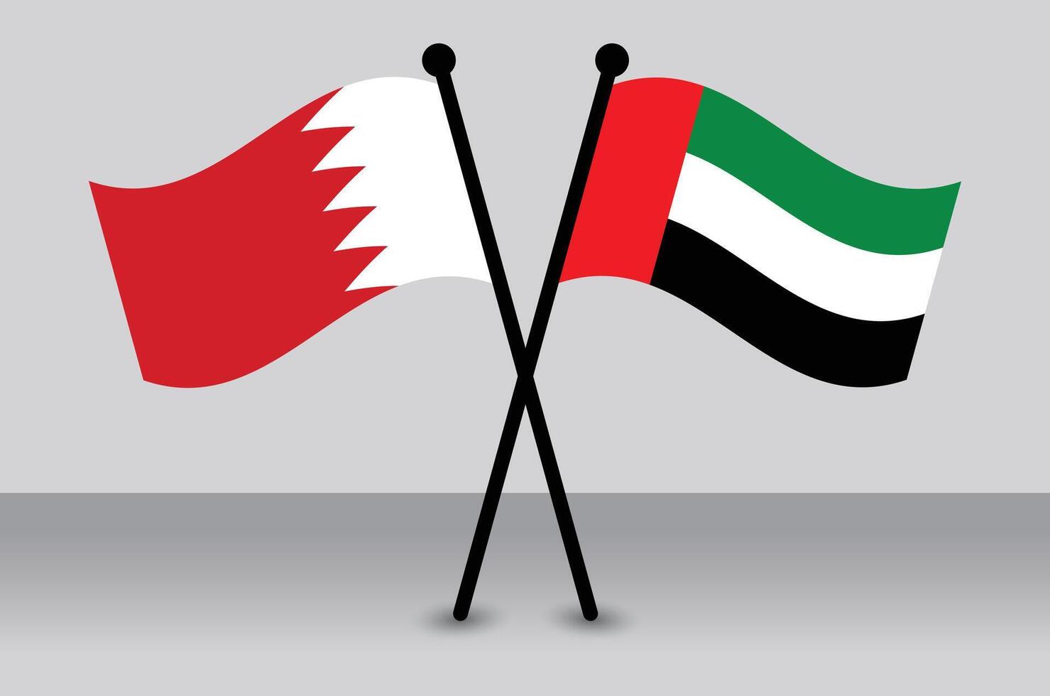 Bahrain and UAE flags crossed vector