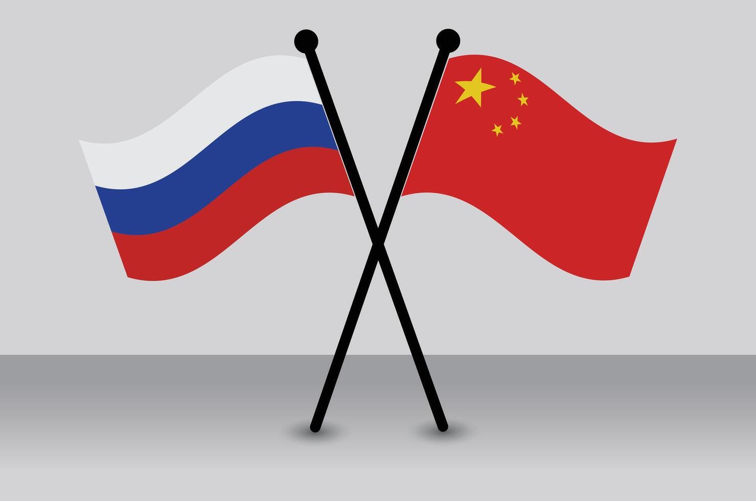 Crossed flags of Russia and China vector