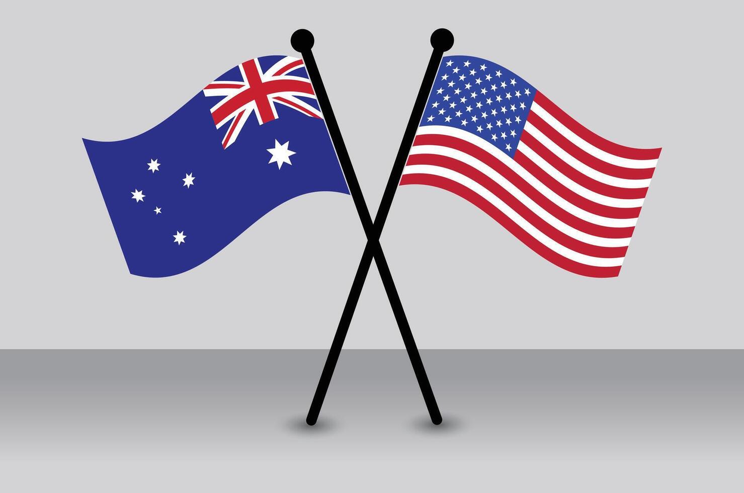Australian and American flags crossed vector