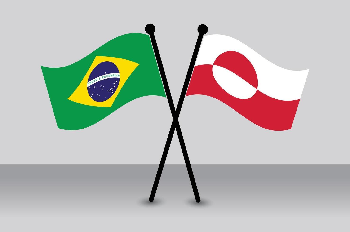 Brazil and Greenland flags illustration vector