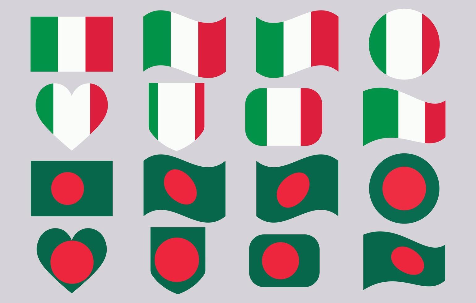 Flags of Italy and Bangladesh designs vector
